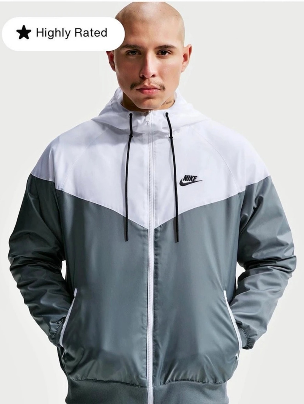 Nike Sportswear Windrunner Hooded Jacket Windbreaker White & Gray